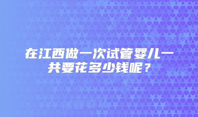 在江西做一次试管婴儿一共要花多少钱呢?