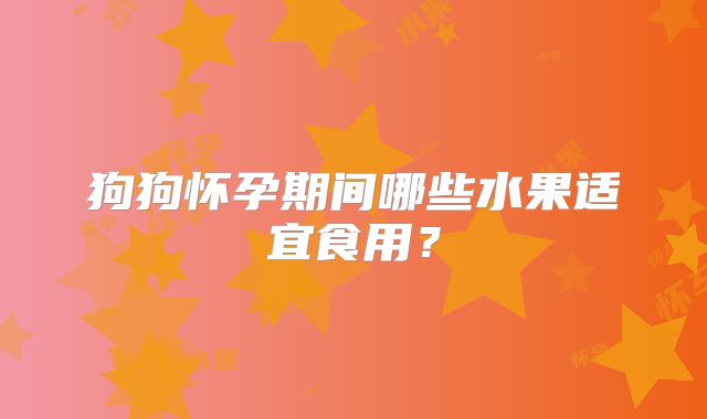狗狗怀孕期间哪些水果适宜食用？