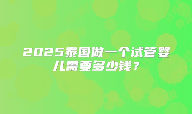 2025泰国做一个试管婴儿需要多少钱?
