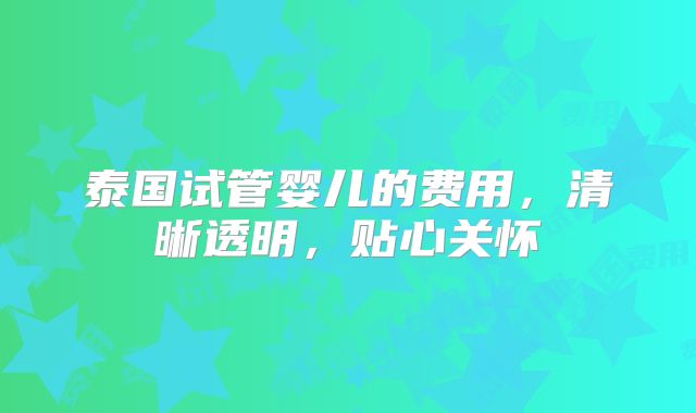 泰国试管婴儿的费用,清晰透明,贴心关怀