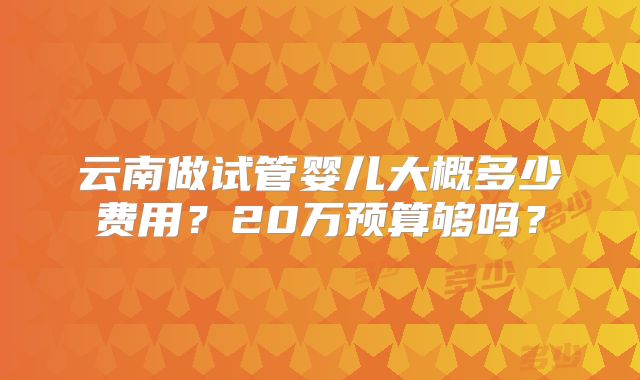云南做试管婴儿大概多少费用?20万预算够吗?