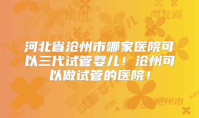 河北省沧州市哪家医院可以三代试管婴儿!沧州可以做试管的医院!