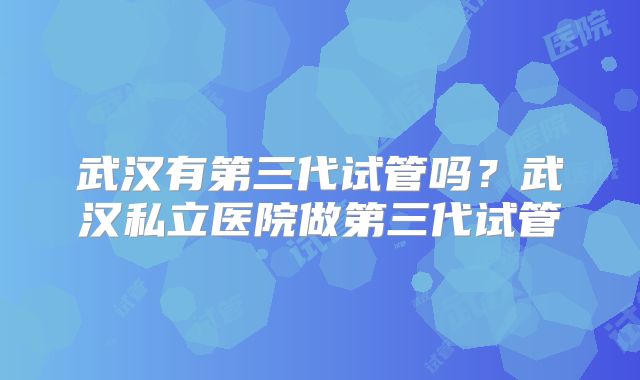 武汉有第三代试管吗?武汉私立医院做第三代试管