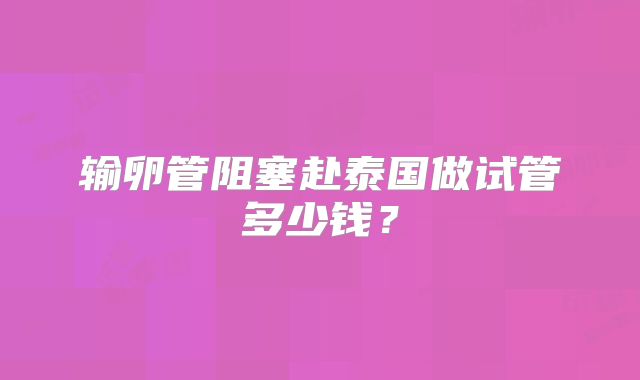 输卵管阻塞赴泰国做试管多少钱？