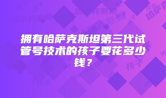 拥有哈萨克斯坦第三代试管号技术的孩子要花多少钱？