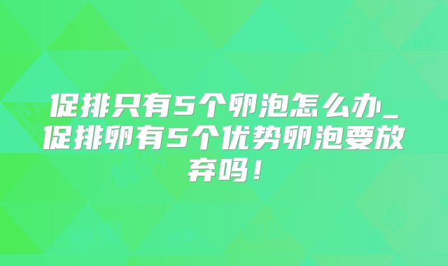 促排只有5个卵泡怎么办_促排卵有5个优势卵泡要放弃吗！