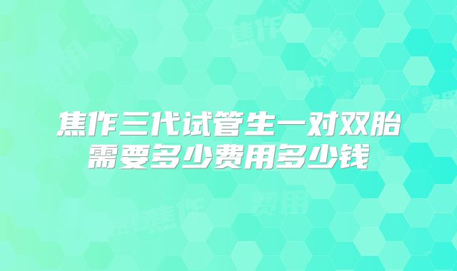 焦作三代试管生一对双胎需要多少费用多少钱