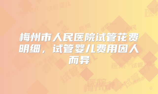 梅州市人民医院试管花费明细，试管婴儿费用因人而异