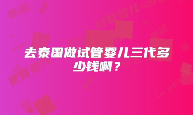 去泰国做试管婴儿三代多少钱啊？