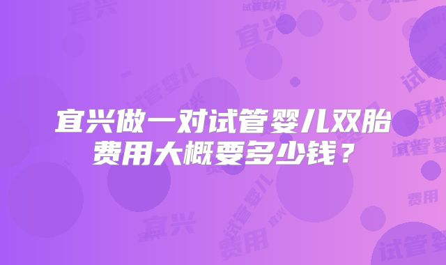 宜兴做一对试管婴儿双胎费用大概要多少钱？