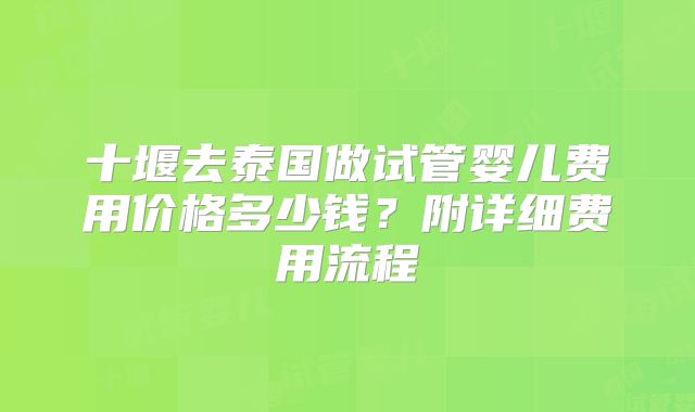十堰去泰国做试管婴儿费用价格多少钱？附详细费用流程