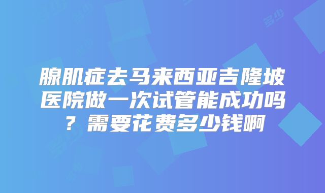 腺肌症去马来西亚吉隆坡医院做一次试管能成功吗?需要花费多少钱啊