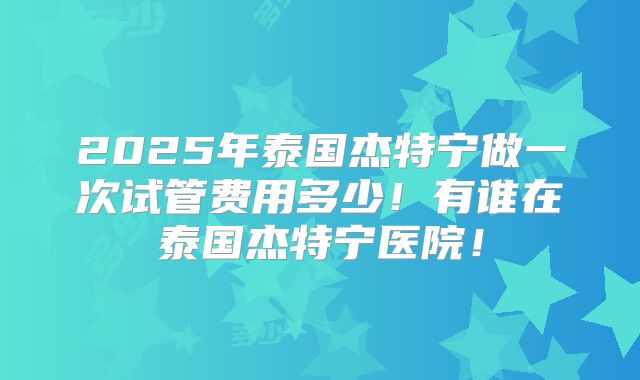 2025年泰国杰特宁做一次试管费用多少！有谁在泰国杰特宁医院！