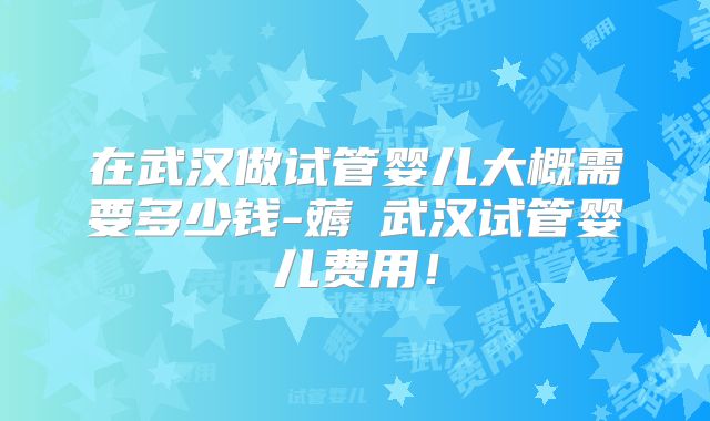 在武汉做试管婴儿大概需要多少钱-薅慜武汉试管婴儿费用！