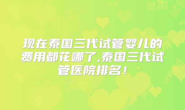 现在泰国三代试管婴儿的费用都花哪了,泰国三代试管医院排名!