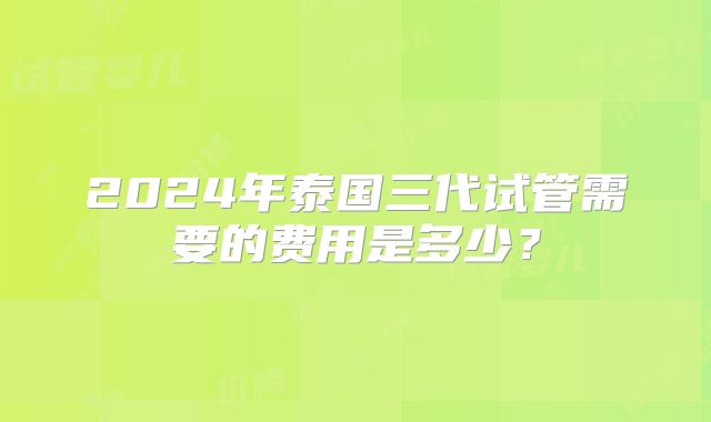 2024年泰国三代试管需要的费用是多少?