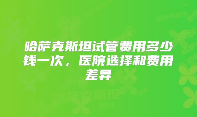 哈萨克斯坦试管费用多少钱一次，医院选择和费用差异