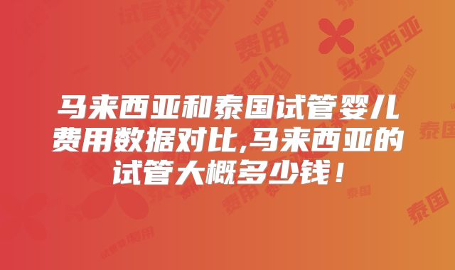 马来西亚和泰国试管婴儿费用数据对比,马来西亚的试管大概多少钱！