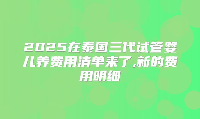 2025在泰国三代试管婴儿养费用清单来了,新的费用明细