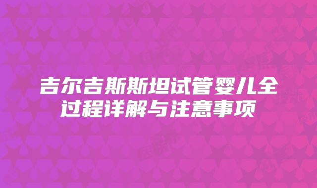 吉尔吉斯斯坦试管婴儿全过程详解与注意事项