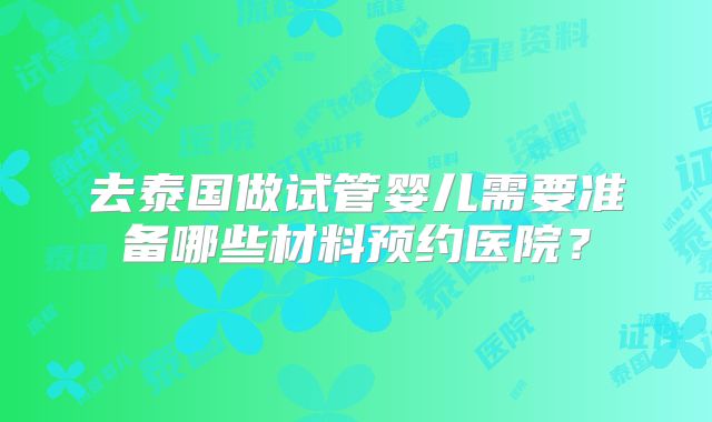 去泰国做试管婴儿需要准备哪些材料预约医院？