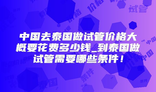 中国去泰国做试管价格大概要花费多少钱_到泰国做试管需要哪些条件!