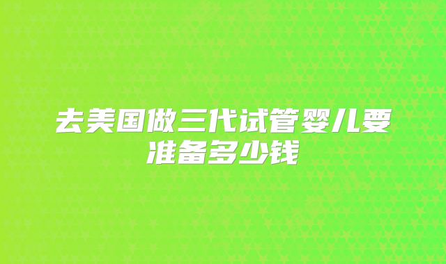 去美国做三代试管婴儿要准备多少钱