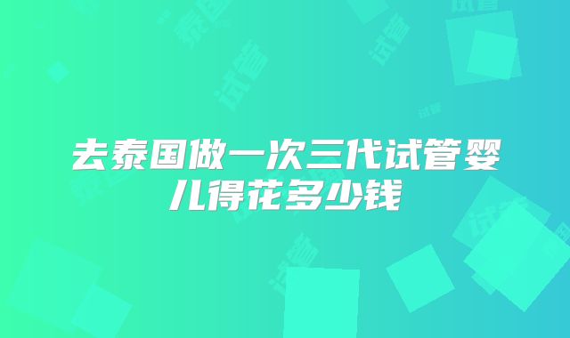 去泰国做一次三代试管婴儿得花多少钱