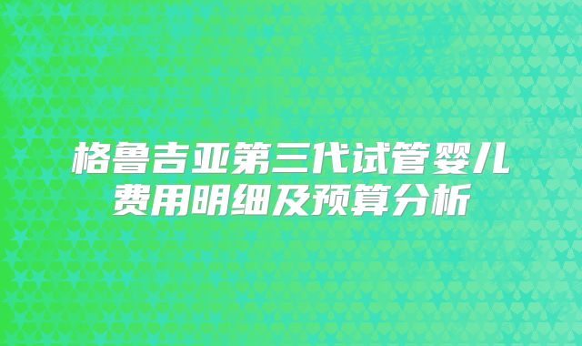 格鲁吉亚第三代试管婴儿费用明细及预算分析