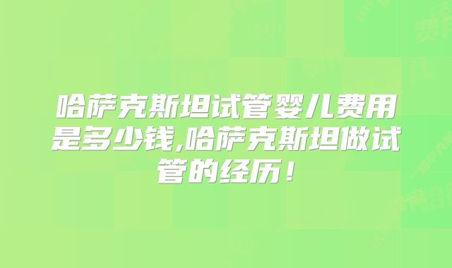 哈萨克斯坦试管婴儿费用是多少钱,哈萨克斯坦做试管的经历!