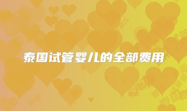 泰国试管婴儿的全部费用