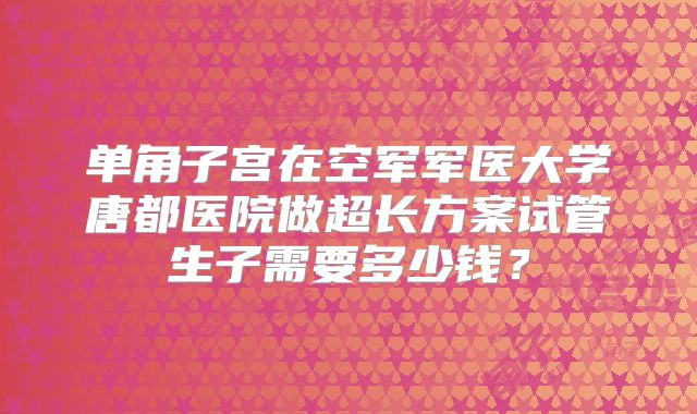 单角子宫在空军军医大学唐都医院做超长方案试管生子需要多少钱？