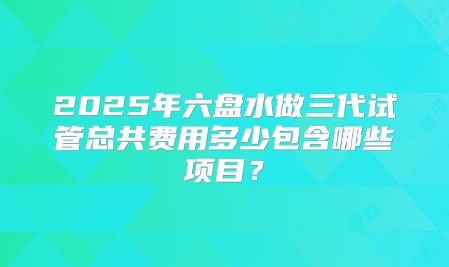 2025年六盘水做三代试管总共费用多少包含哪些项目?