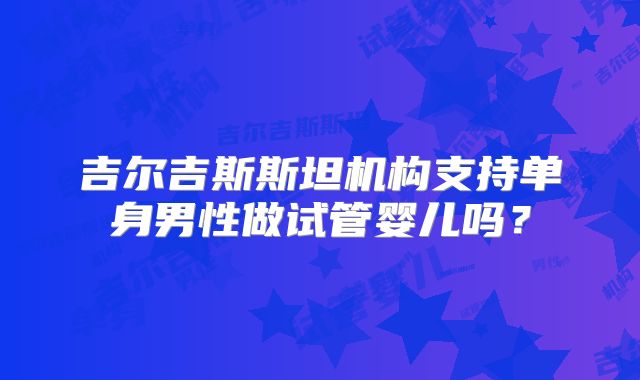 吉尔吉斯斯坦机构支持单身男性做试管婴儿吗？