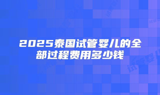 2025泰国试管婴儿的全部过程费用多少钱