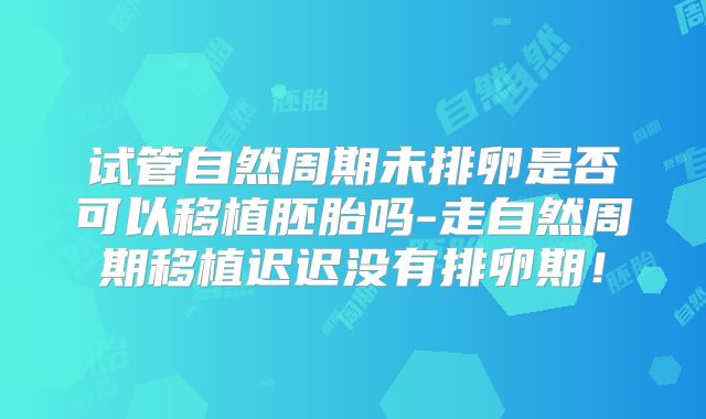 试管自然周期未排卵是否可以移植胚胎吗-走自然周期移植迟迟没有排卵期！