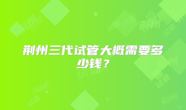 荆州三代试管大概需要多少钱?