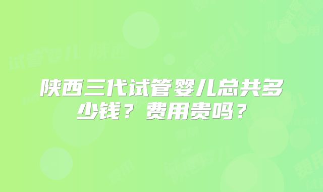 陕西三代试管婴儿总共多少钱？费用贵吗？
