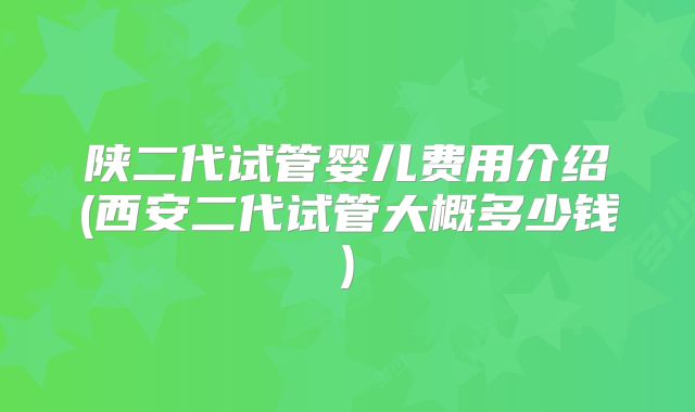 陕二代试管婴儿费用介绍(西安二代试管大概多少钱)