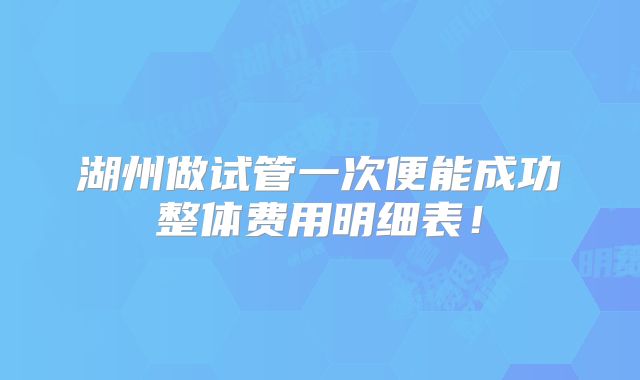 湖州做试管一次便能成功整体费用明细表！
