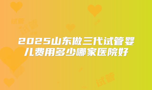 2025山东做三代试管婴儿费用多少哪家医院好