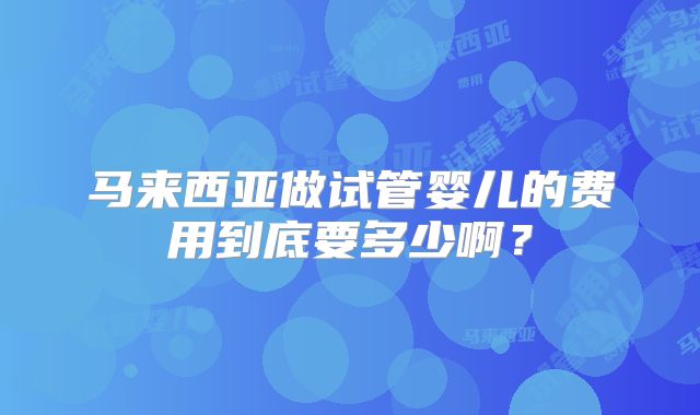 马来西亚做试管婴儿的费用到底要多少啊?