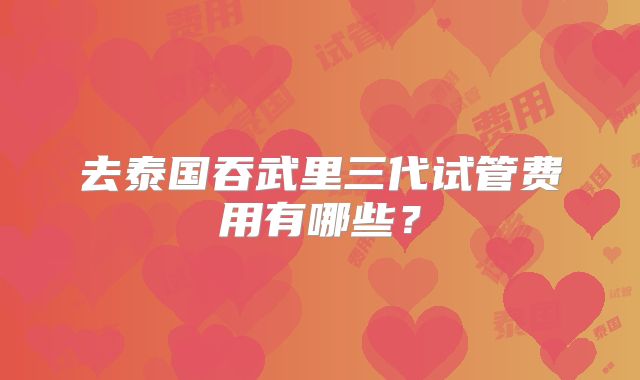 去泰国吞武里三代试管费用有哪些？