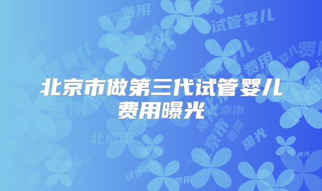 北京市做第三代试管婴儿费用曝光