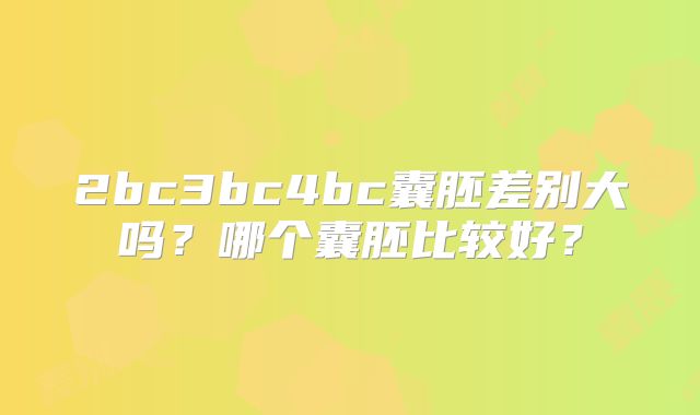 2bc3bc4bc囊胚差别大吗？哪个囊胚比较好？