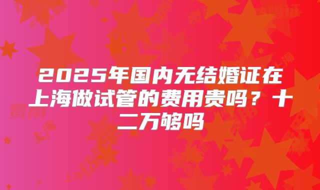 2025年国内无结婚证在上海做试管的费用贵吗?十二万够吗