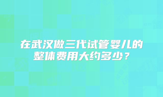 在武汉做三代试管婴儿的整体费用大约多少？