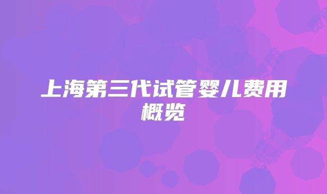 上海第三代试管婴儿费用概览