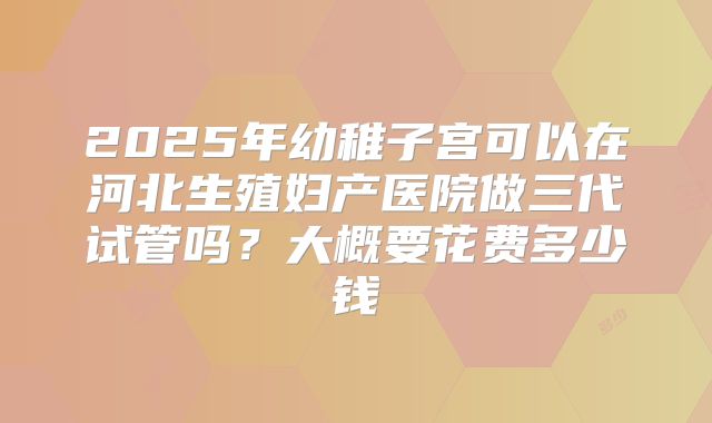 2025年幼稚子宫可以在河北生殖妇产医院做三代试管吗？大概要花费多少钱