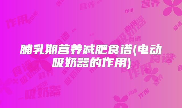 脯乳期营养减肥食谱(电动吸奶器的作用)